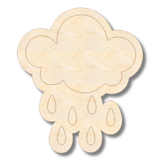 Unfinished Wood Etched Rain Cloud Shape | Paint By Line Crafts | up to 30" DIY