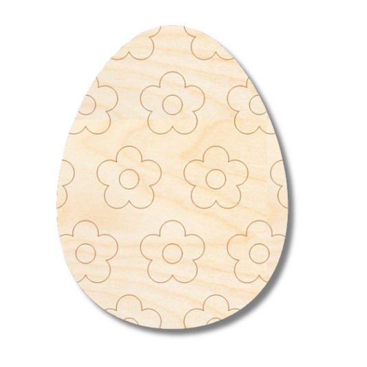 Unfinished Wood Etched Flower Pattern Egg Shape | Paint By Line Crafts | up to 30" DIY
