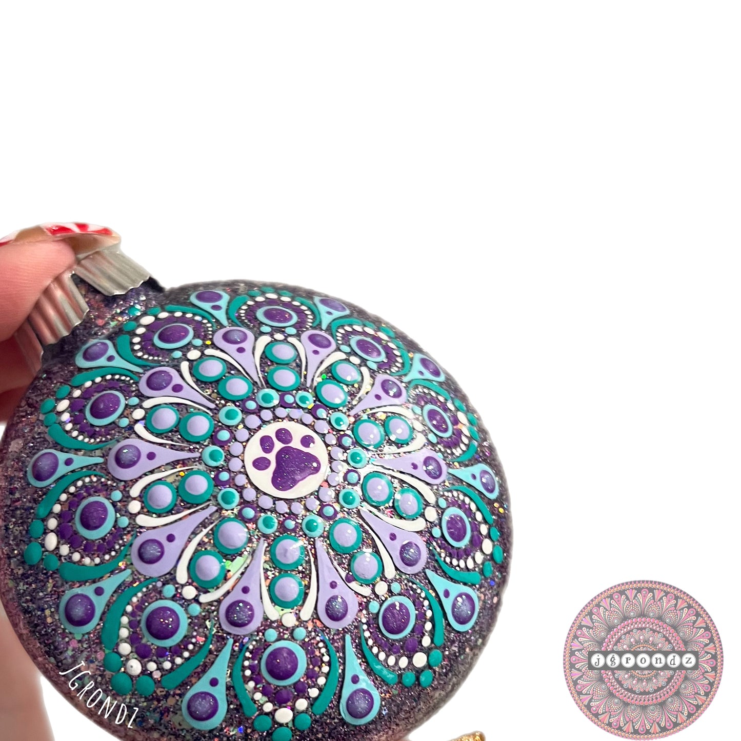 3” Paw Print Mandala Glitter Ornament