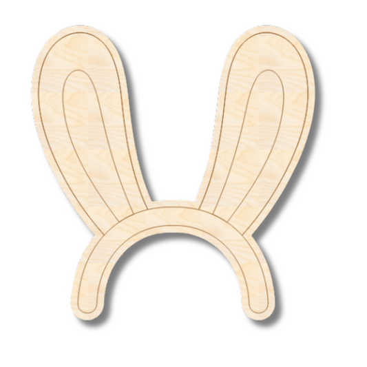 Unfinished Wood Etched Bunny Ears Shape | Paint By Line Crafts | up to 30" DIY