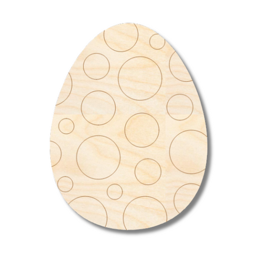 Unfinished Wood Etched Circle Pattern Egg Shape | Paint By Line Crafts | up to 30" DIY