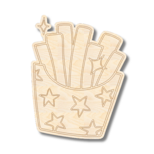Unfinished Wood Etched Groovy Fries Shape | Paint By Line Crafts | up to 30" DIY