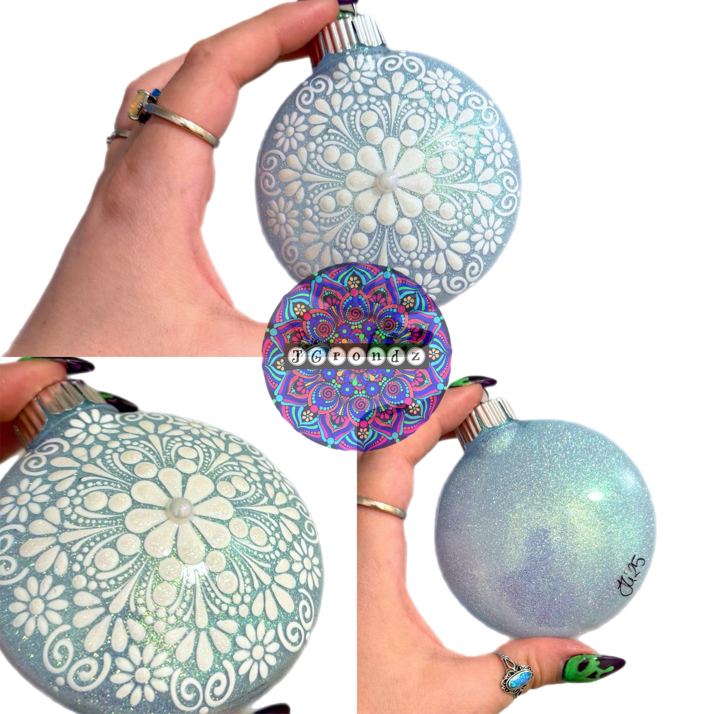 3” Snowflake Mandala Glitter Ornament