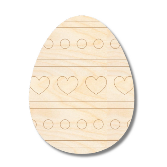 Unfinished Wood Etched Heart Pattern Egg Shape | Paint By Line Crafts | up to 30" DIY