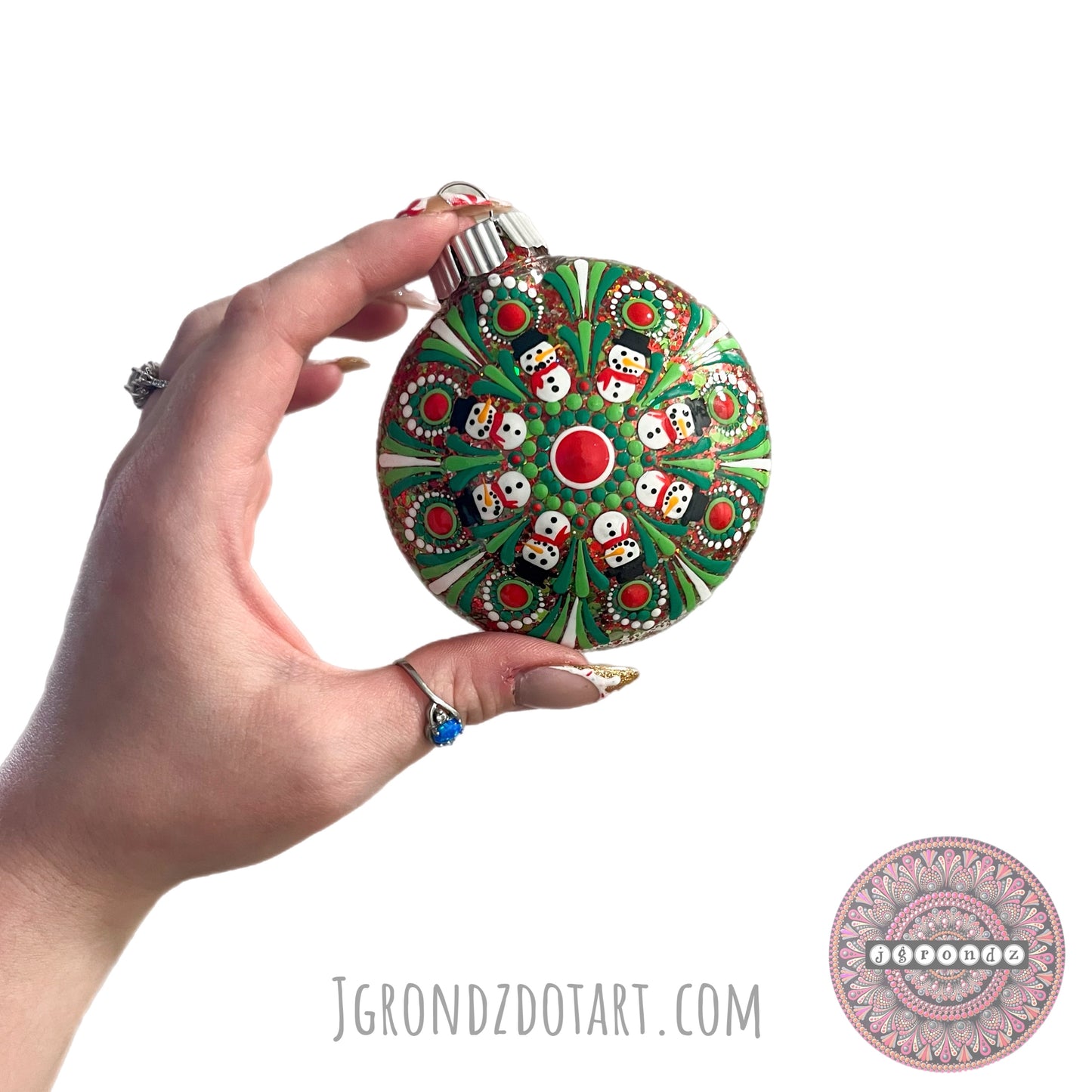 3” Snowman Mandala Glitter Ornament