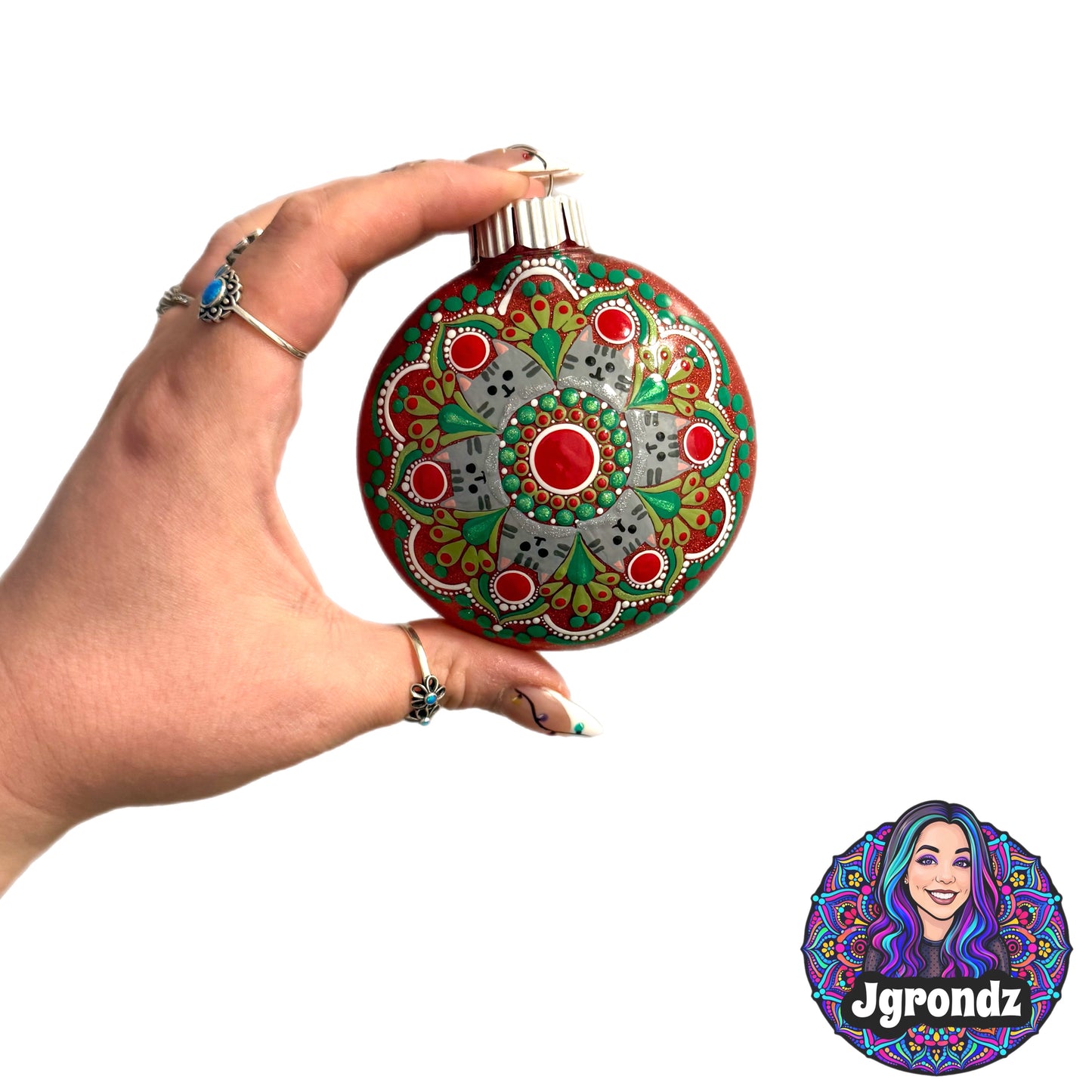 3” Grey Tabby Mandala Ornament