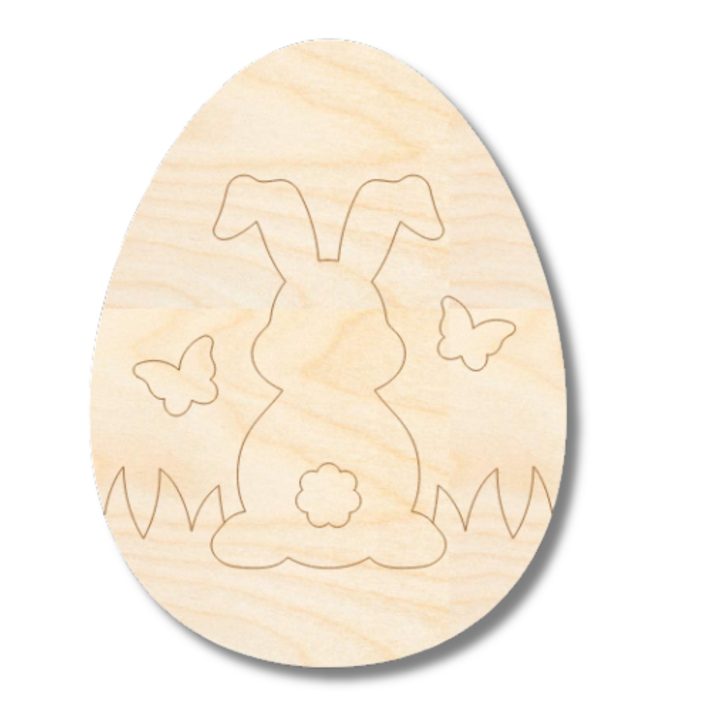 Unfinished Wood Etched Bunny Pattern Egg Shape | Paint By Line Crafts | up to 30" DIY