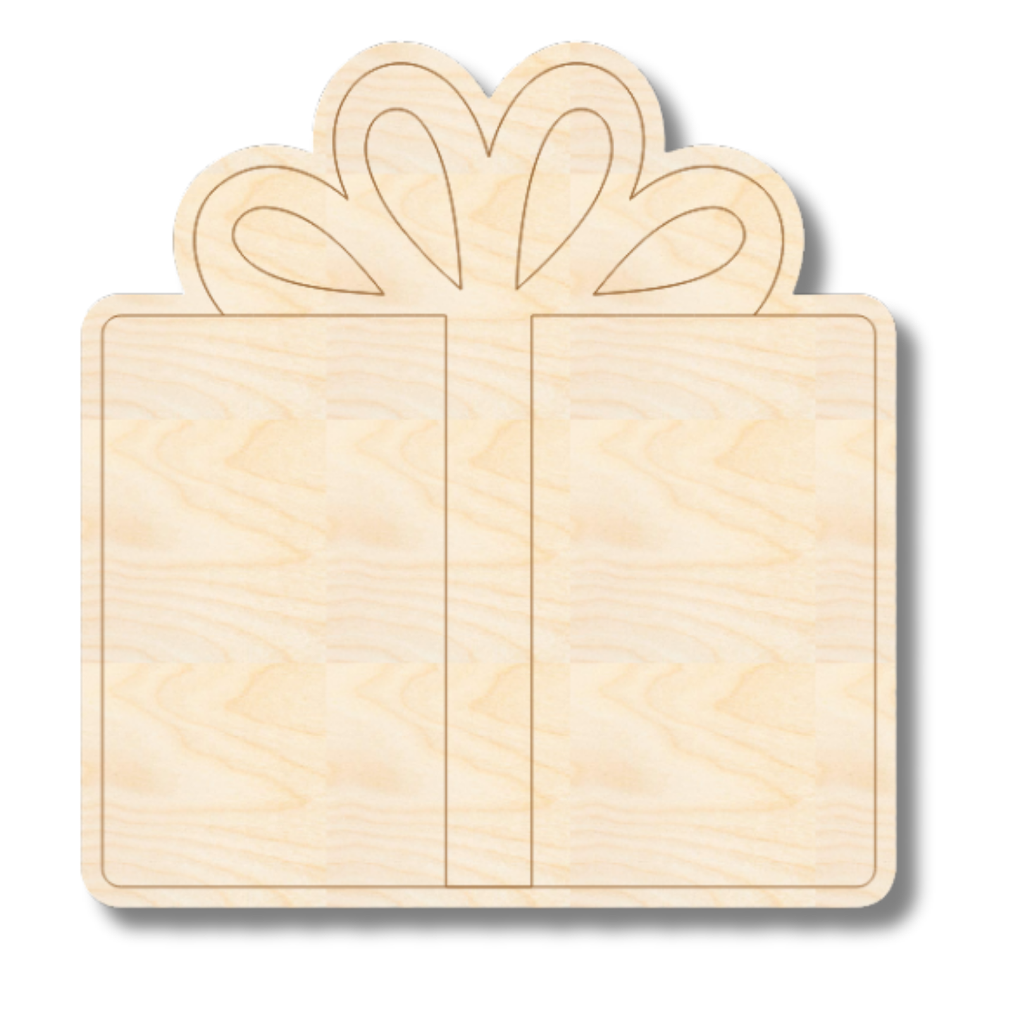 Unfinished Wood Etched Small Present Shape | Paint By Line Crafts | up to 30" DIY