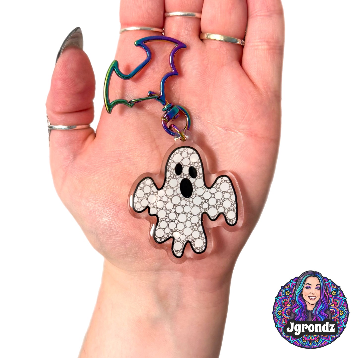 Double Sided Ghost acrylic/epoxy printed keychain