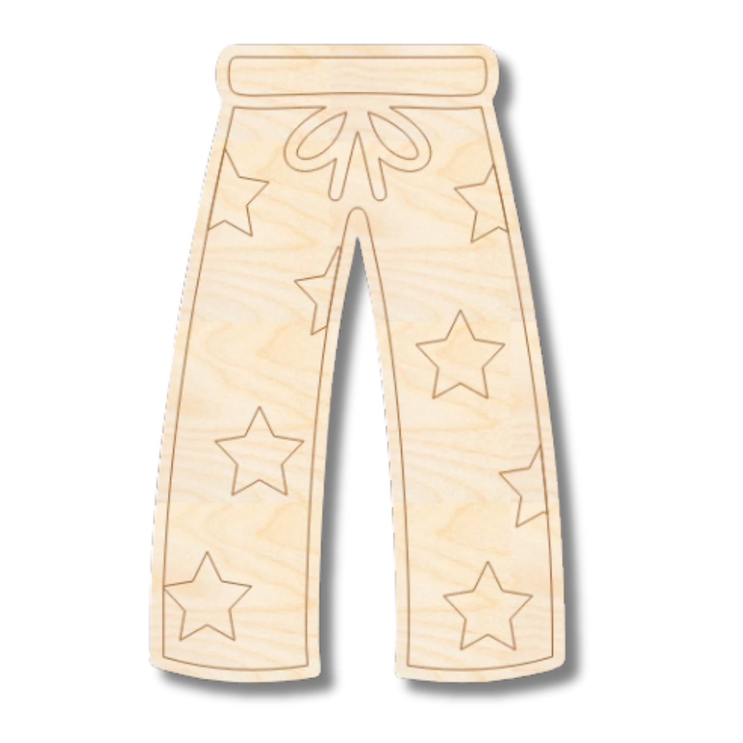 Unfinished Wood Etched Pajama Bottom Shape | Paint By Line Crafts | up to 30" DIY