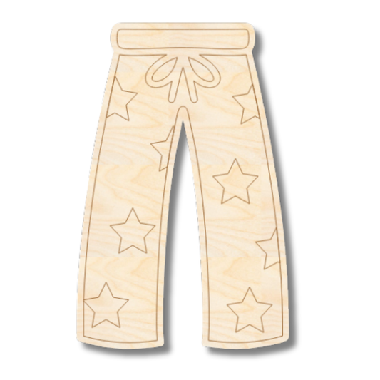 Unfinished Wood Etched Pajama Bottom Shape | Paint By Line Crafts | up to 30" DIY