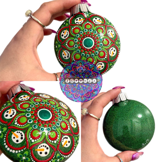 3” Snowman Mandala Glitter Ornament