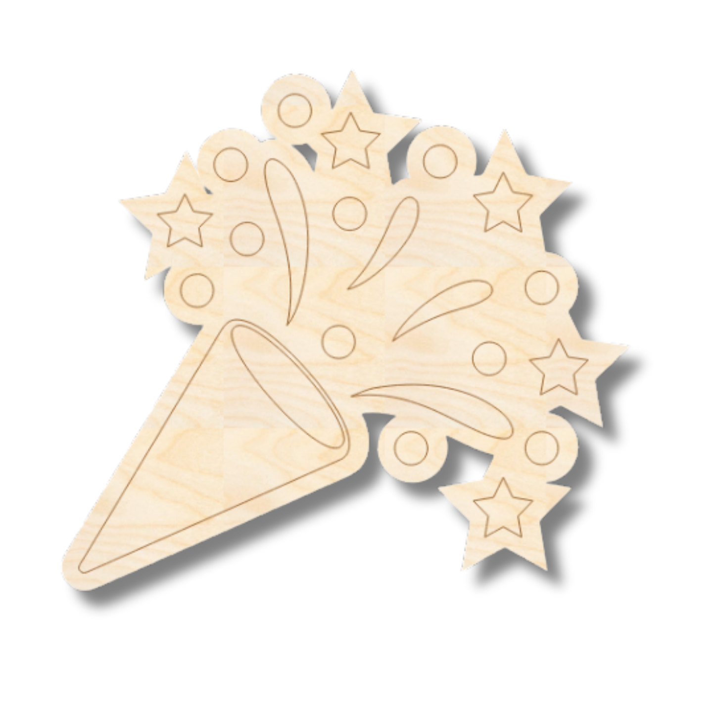 Unfinished Wood Etched Confetti Shape | Paint By Line Crafts | up to 30" DIY