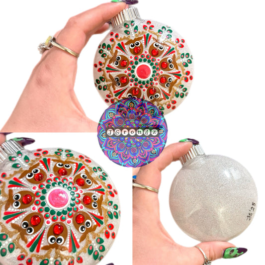 3” Rudolph Mandala Glitter Ornament