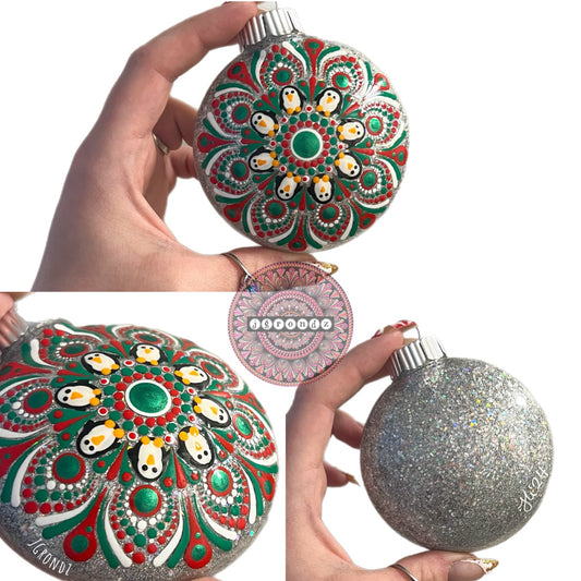3” Penguin Mandala Glitter Ornament