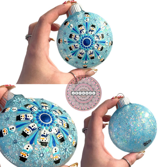 3” Snowman Mandala Glitter Ornament