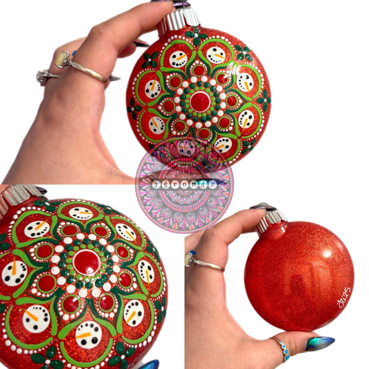 3” Snowman Mandala Glitter Ornament