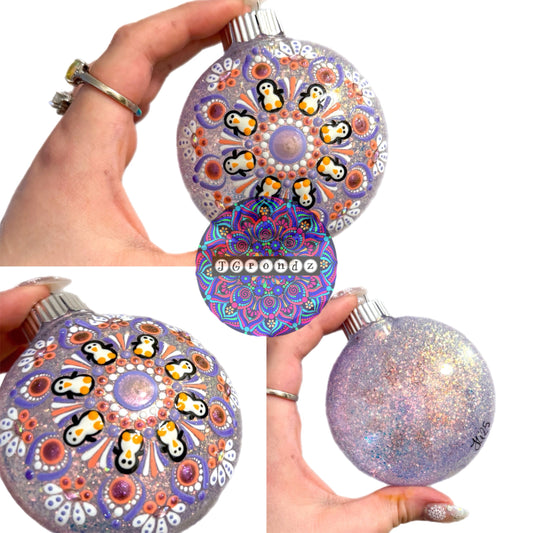 3” Penguin Mandala Glitter Ornament