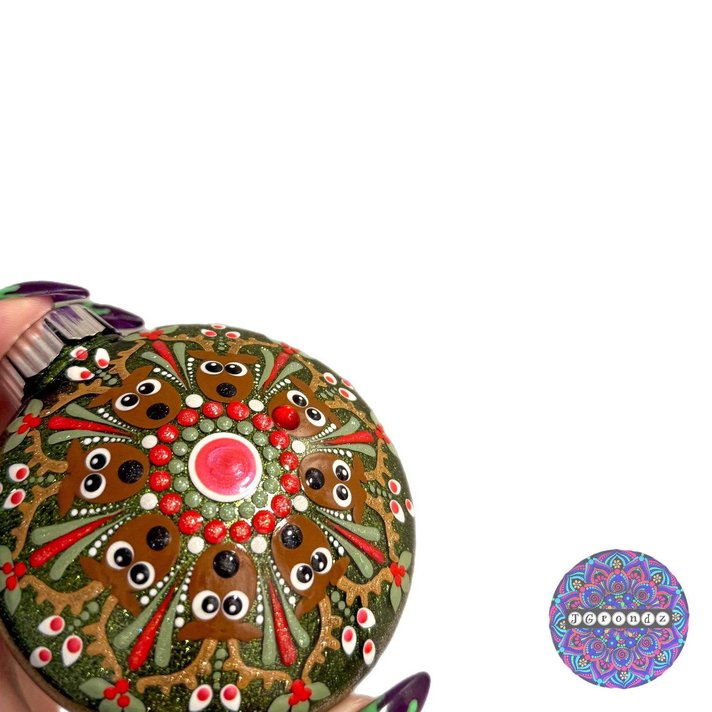 3” Rudolph Mandala Glitter Ornament