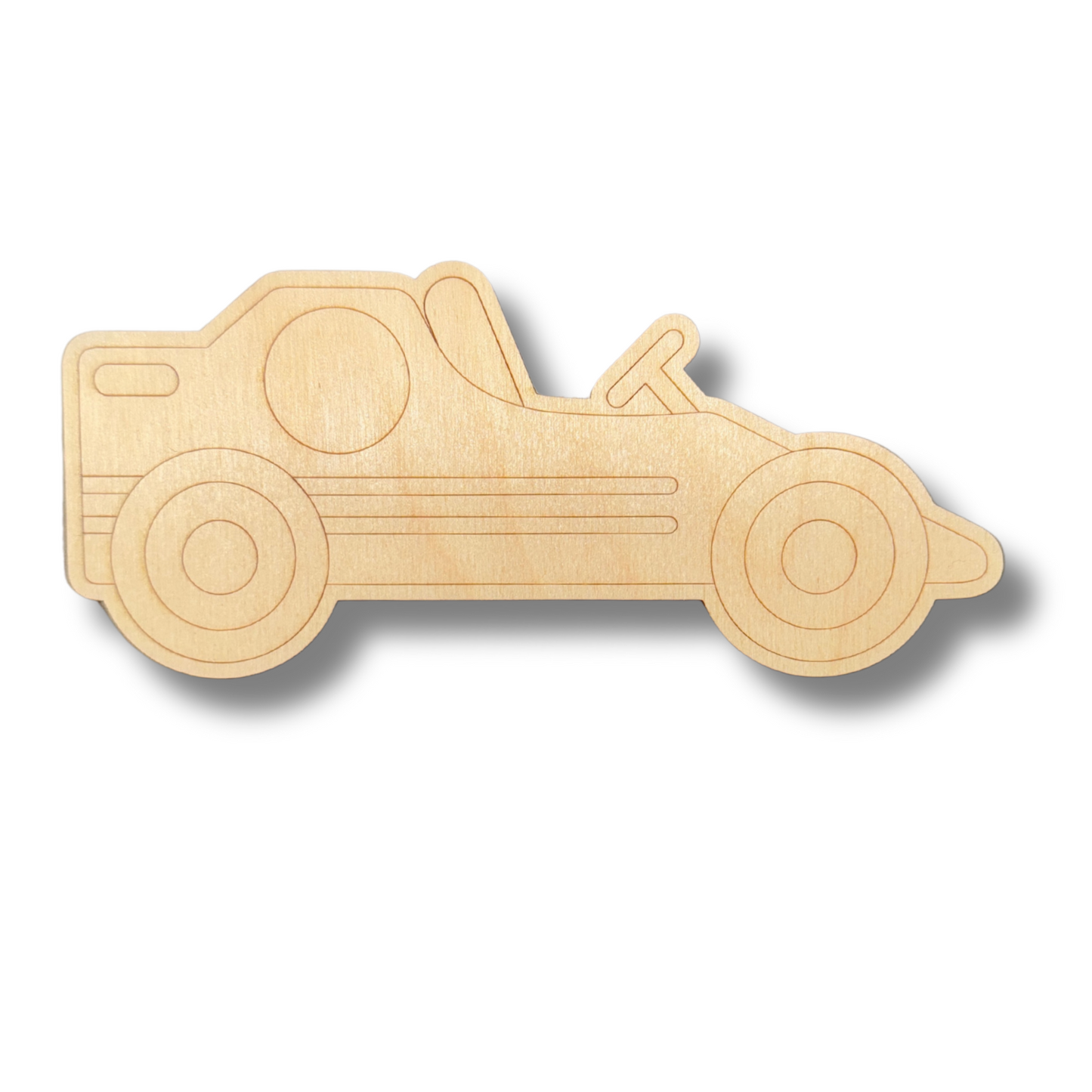 Unfinished Wood Etched Big Race Car Shape | Paint By Line Crafts | up to 30" DIY