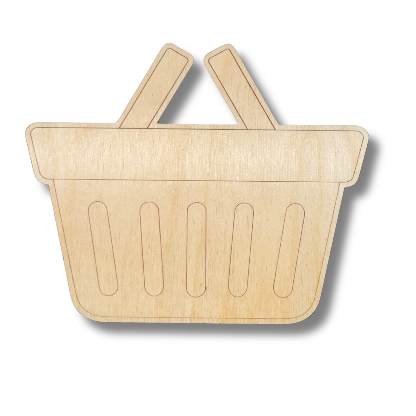 Unfinished Wood Etched Shopping Basket Shape | Paint By Line Crafts | up to 30" DIY