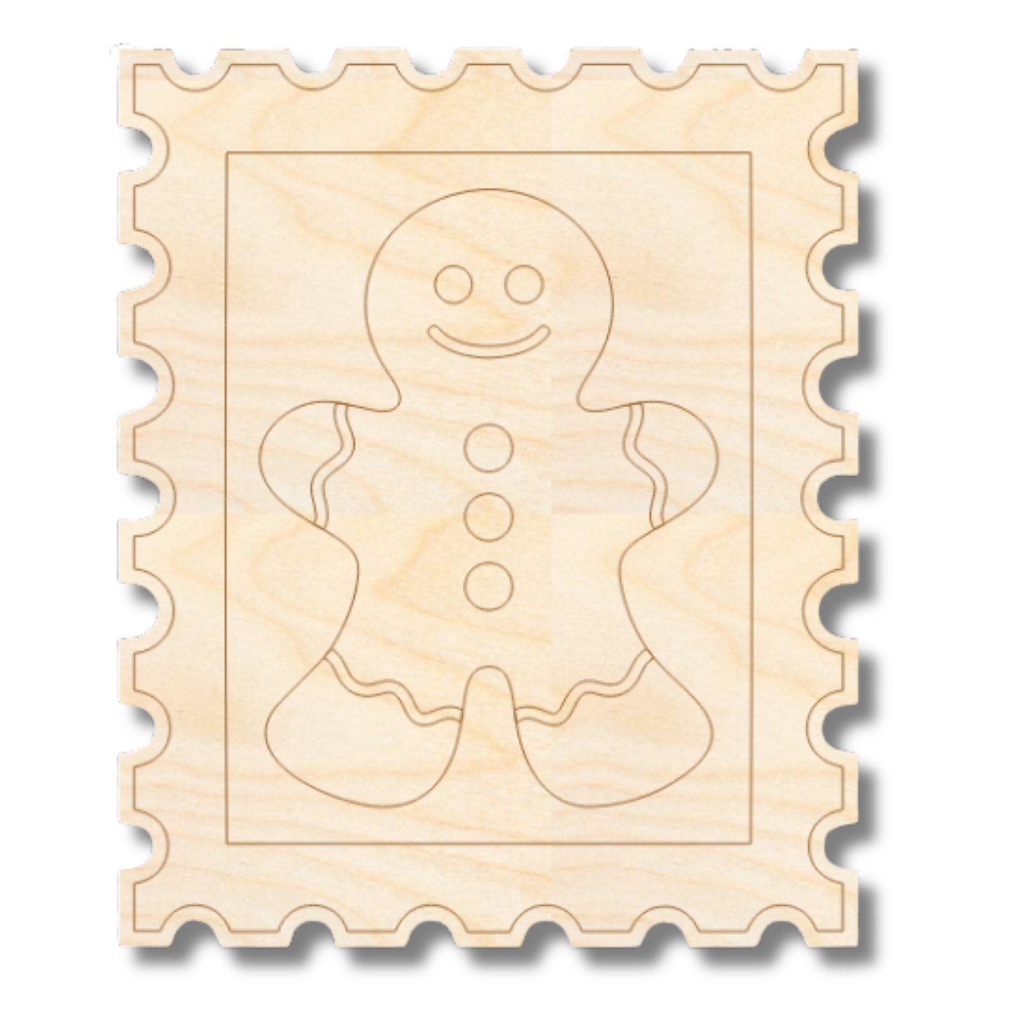 Unfinished Wood Etched Gingerbread Man Stamp Shape | Paint By Line Crafts | up to 30" DIY