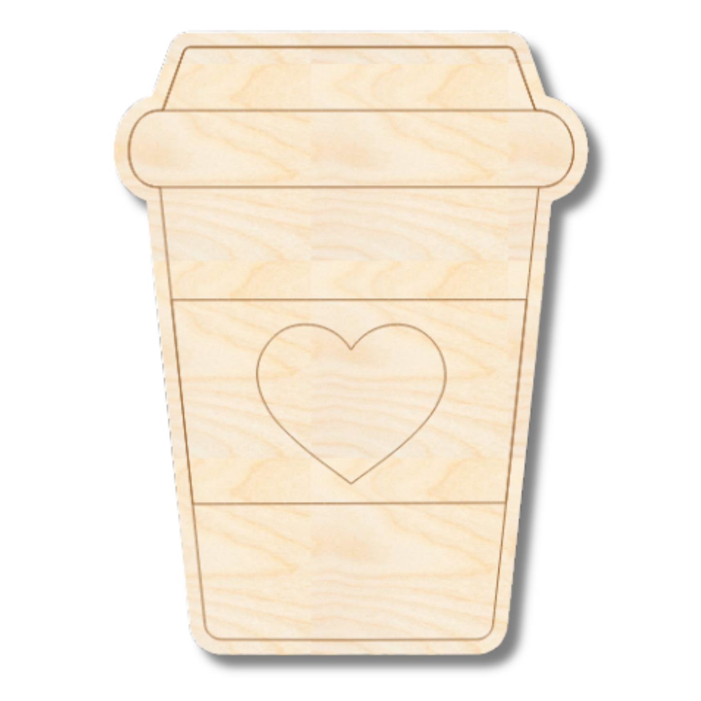 Unfinished Wood Etched Cute Latte Shape | Paint By Line Crafts | up to 30" DIY