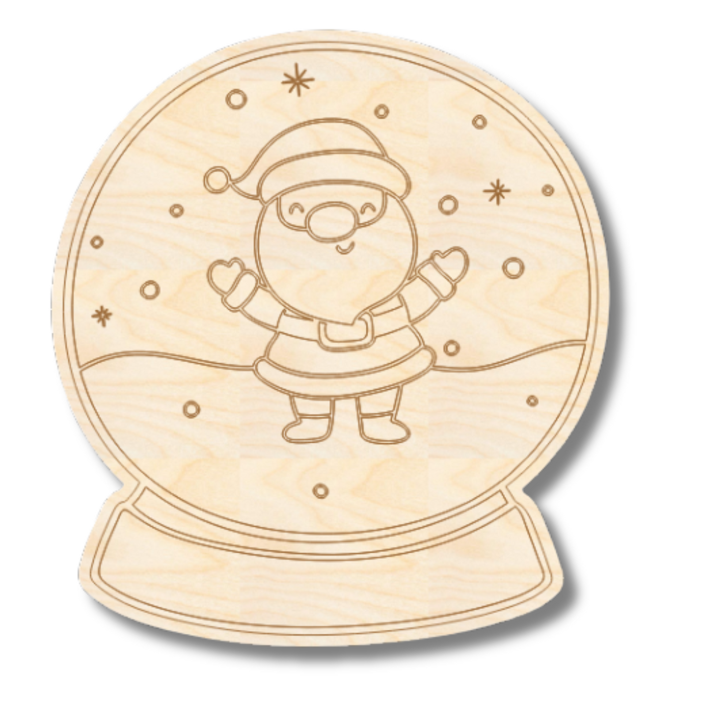 Unfinished Wood Etched Santa Snow Globe Shape | Paint By Line Crafts | up to 30" DIY