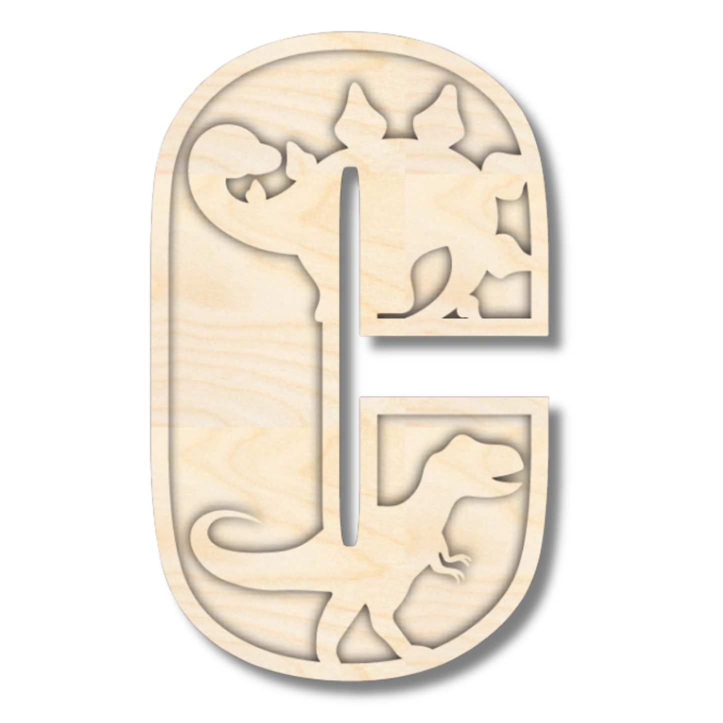 Unfinished Wood Layered Themed Letters | Dinosaur | A-Z | 2 Piece | up to 24"