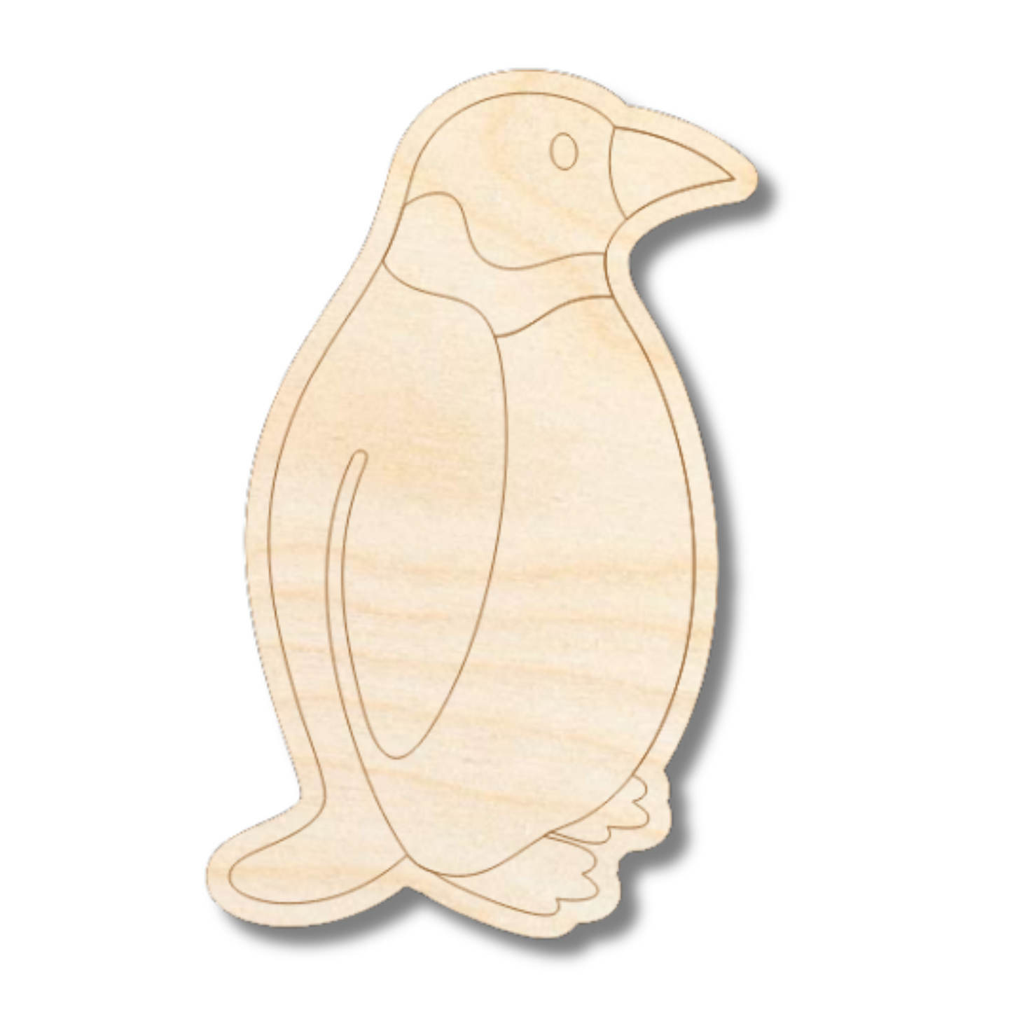 Unfinished Wood Etched Emperor Penguin Shape | Paint By Line Crafts | up to 30" DIY