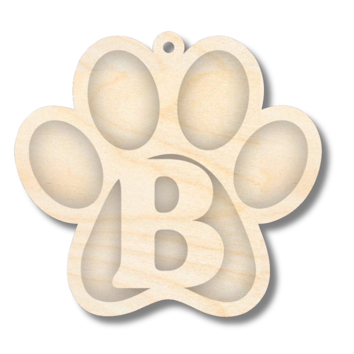 Unfinished Wood Layered Letter Paw Print Tags | A-Z | 2 Piece | 5" Wide | 1/8" Wood | Wood Craft DIY