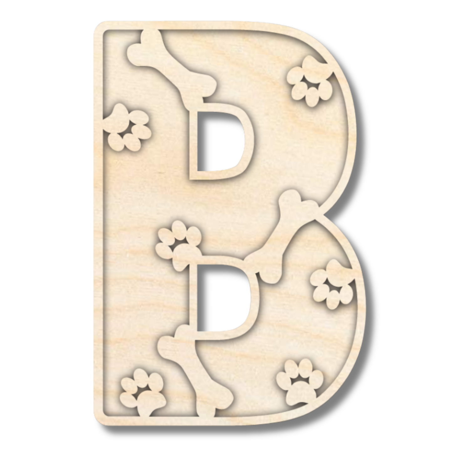 Unfinished Wood Layered Themed Letters | Paw Print | A-Z | 2 Piece | up to 24"