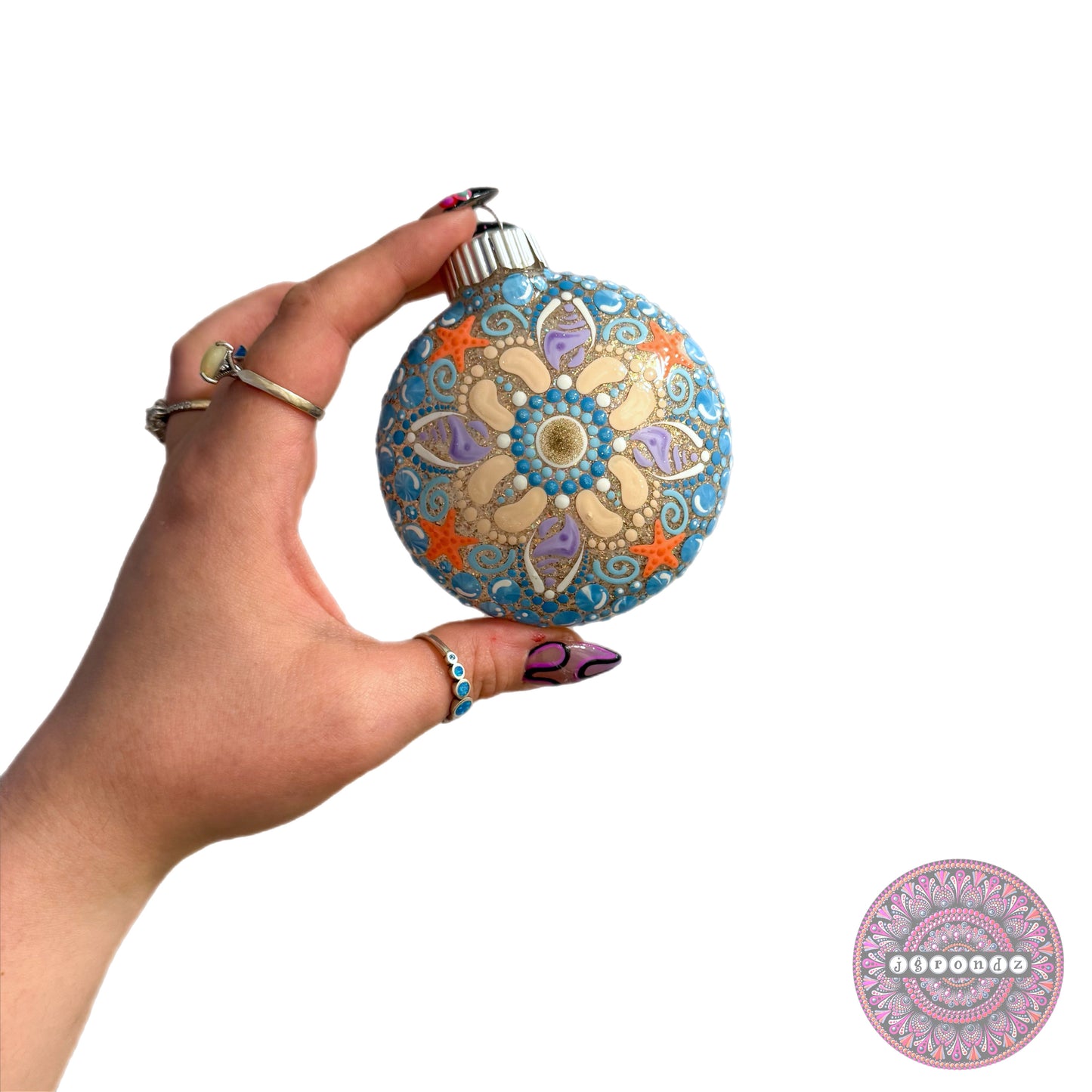 3” Beachy Mandala Glitter Ornament