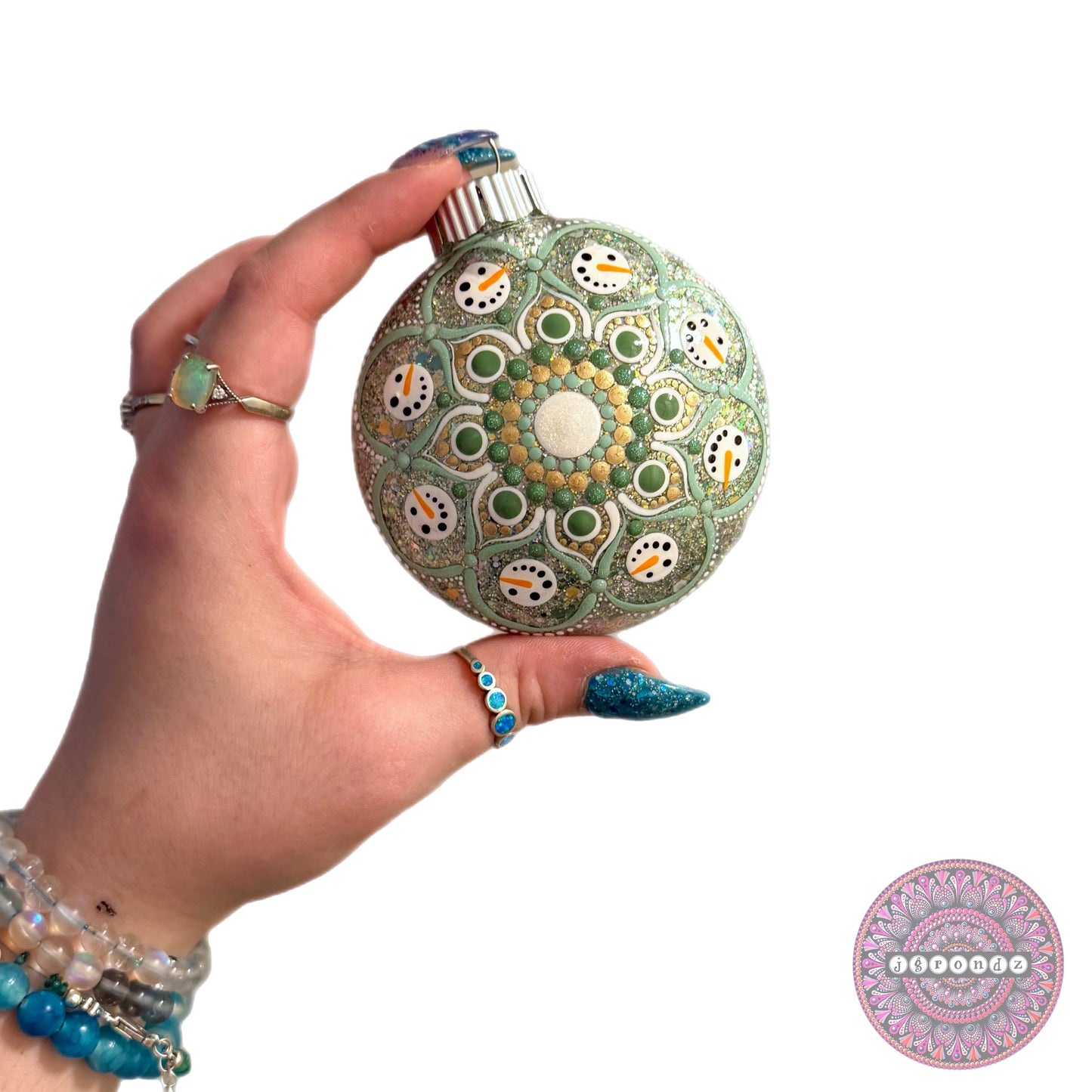 3” Snowman Mandala Glitter Ornament