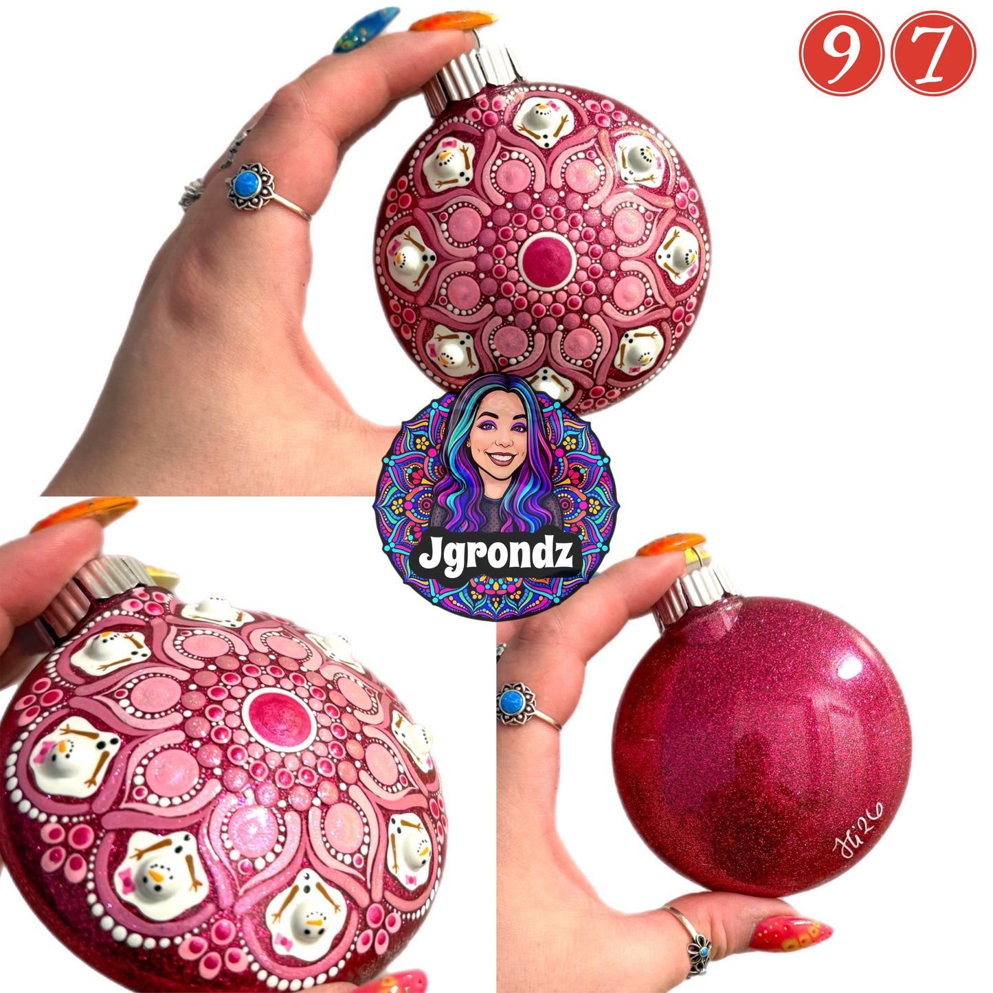 3” Melting Snowman Mandala Ornament
