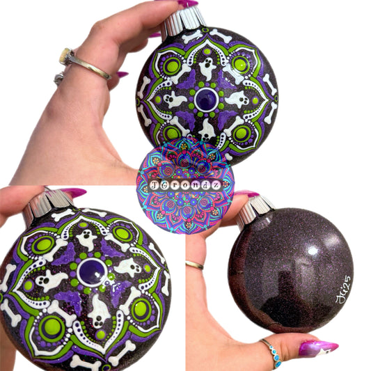 3” Halloween Mandala Glitter Ornament