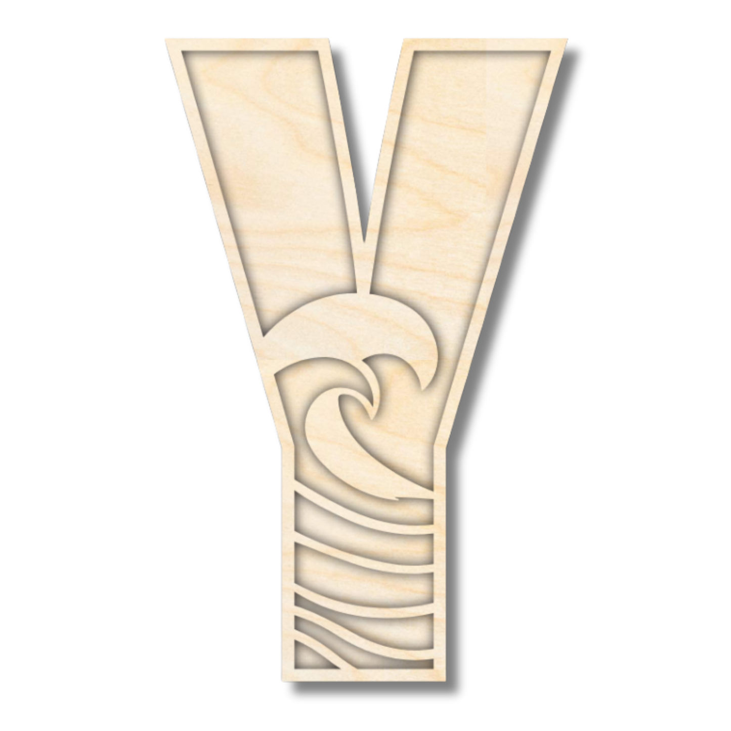 Unfinished Wood Layered Themed Letters | Wave | A-Z | 2 Piece | up to 24"