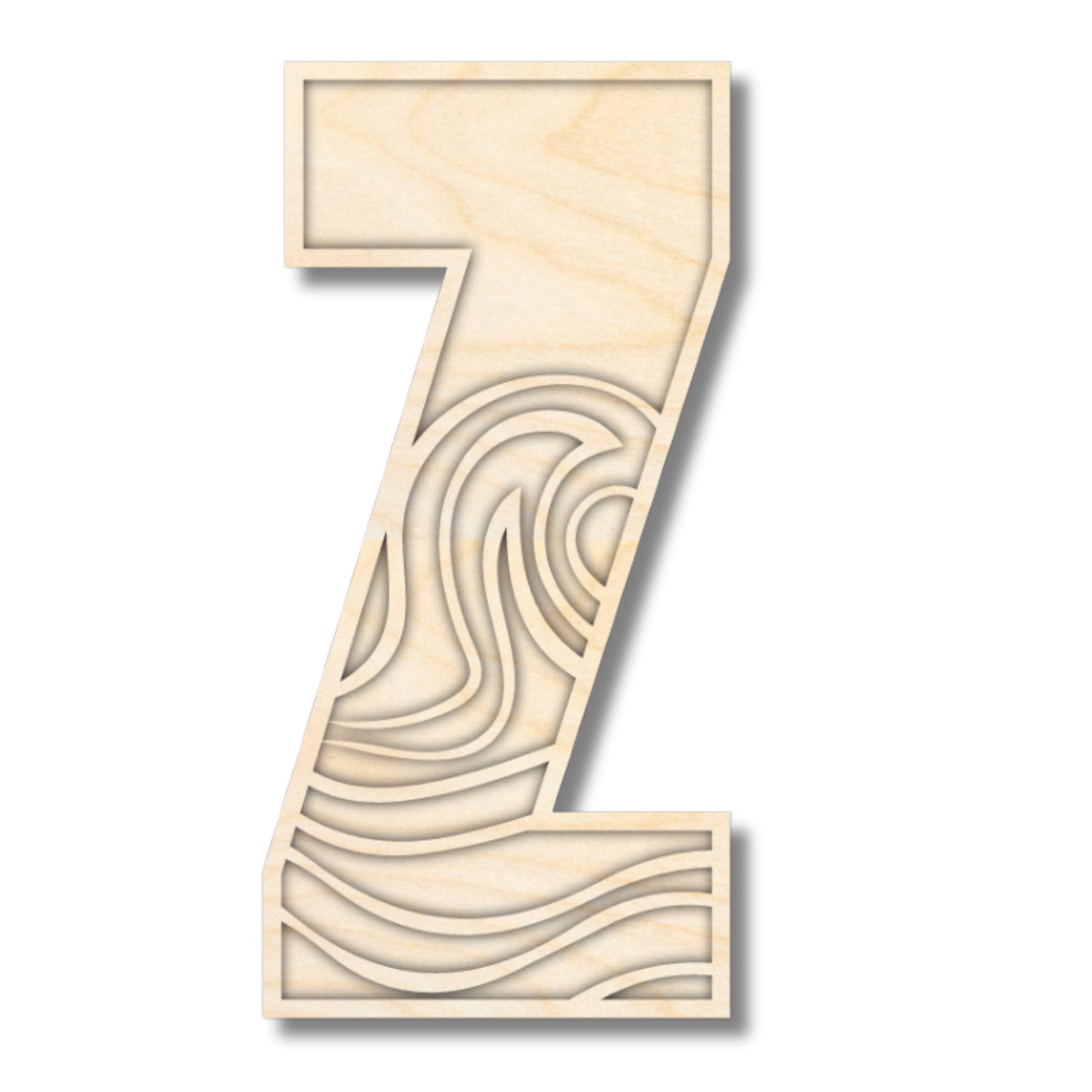 Unfinished Wood Layered Themed Letters | Wave | A-Z | 2 Piece | up to 24"