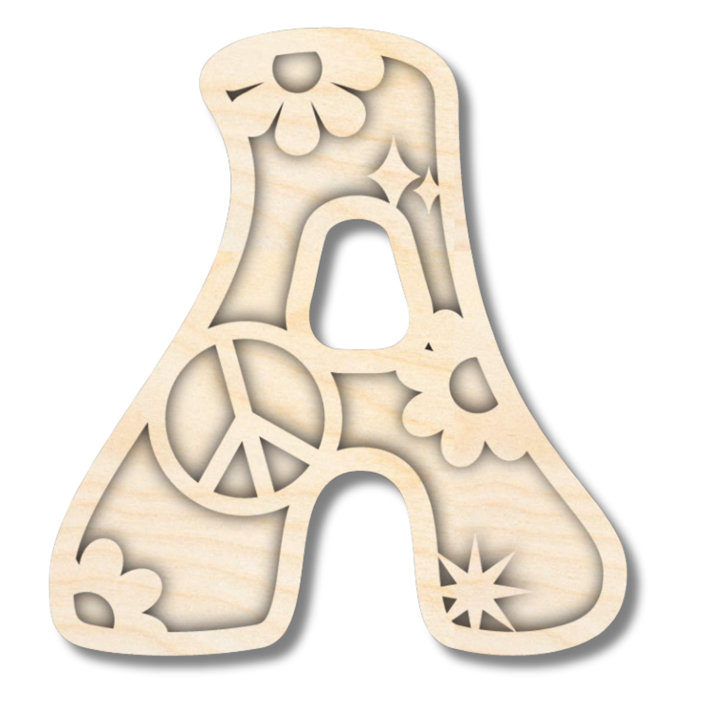 Unfinished Wood Layered Themed Letters | Groovy | A-Z | 2 Piece | up to 24"