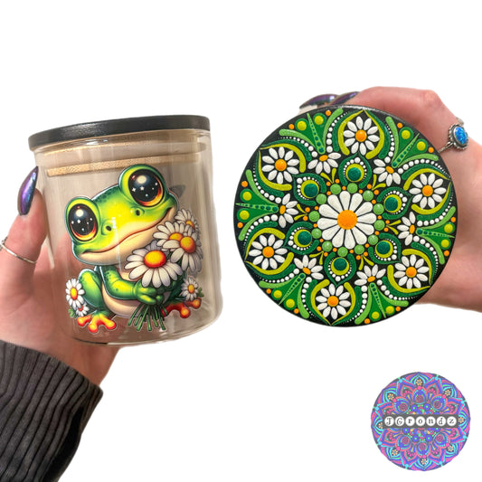 Daisy Frog Mandala Stash Jar