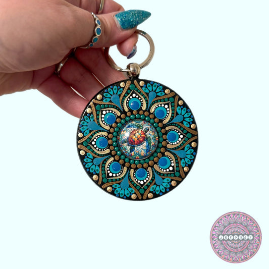 Sea Turtle Mandala Purse Pendant 3”