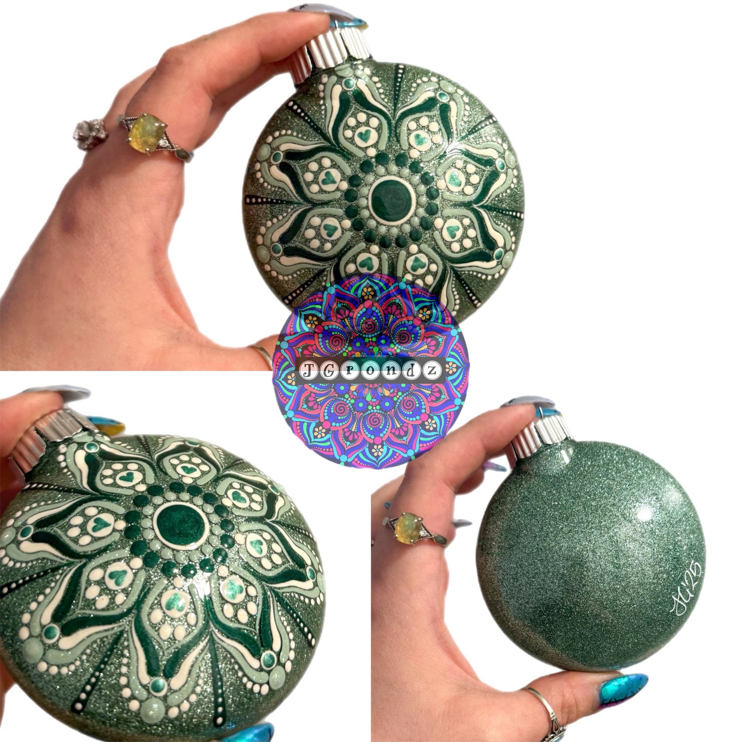 3” Paw Print Mandala Glitter Ornament