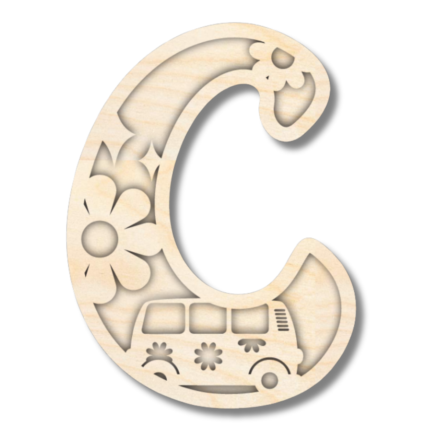 Unfinished Wood Layered Themed Letters | Groovy | A-Z | 2 Piece | up to 24"