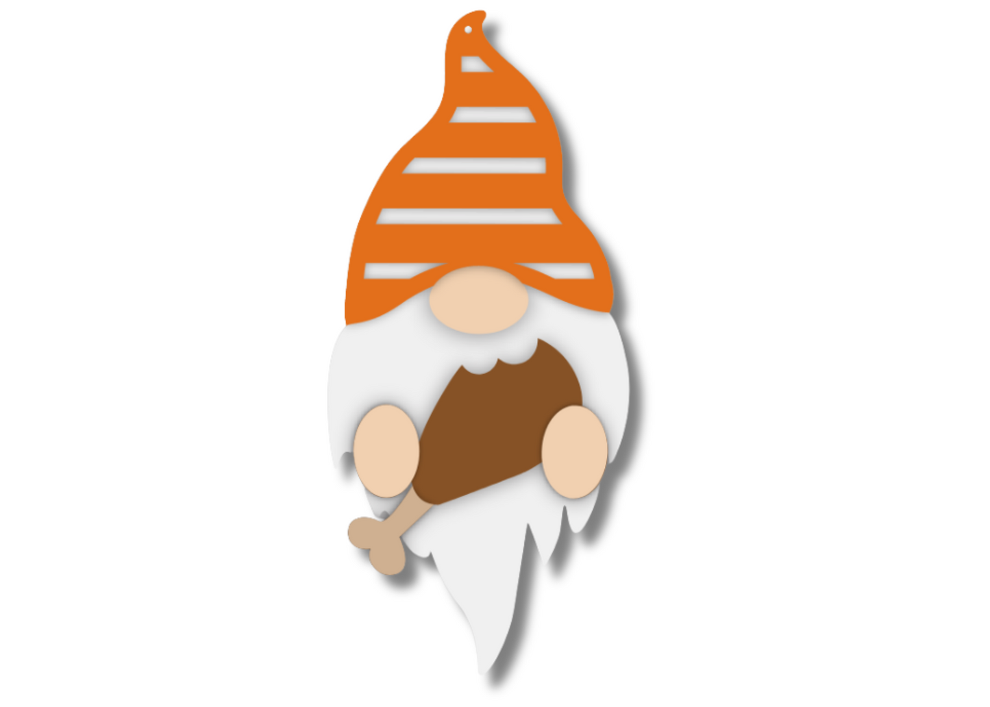 Unfinished Wood Layered Hanging Gnome Holding Turkey Leg | 2 Layers | up to 46"