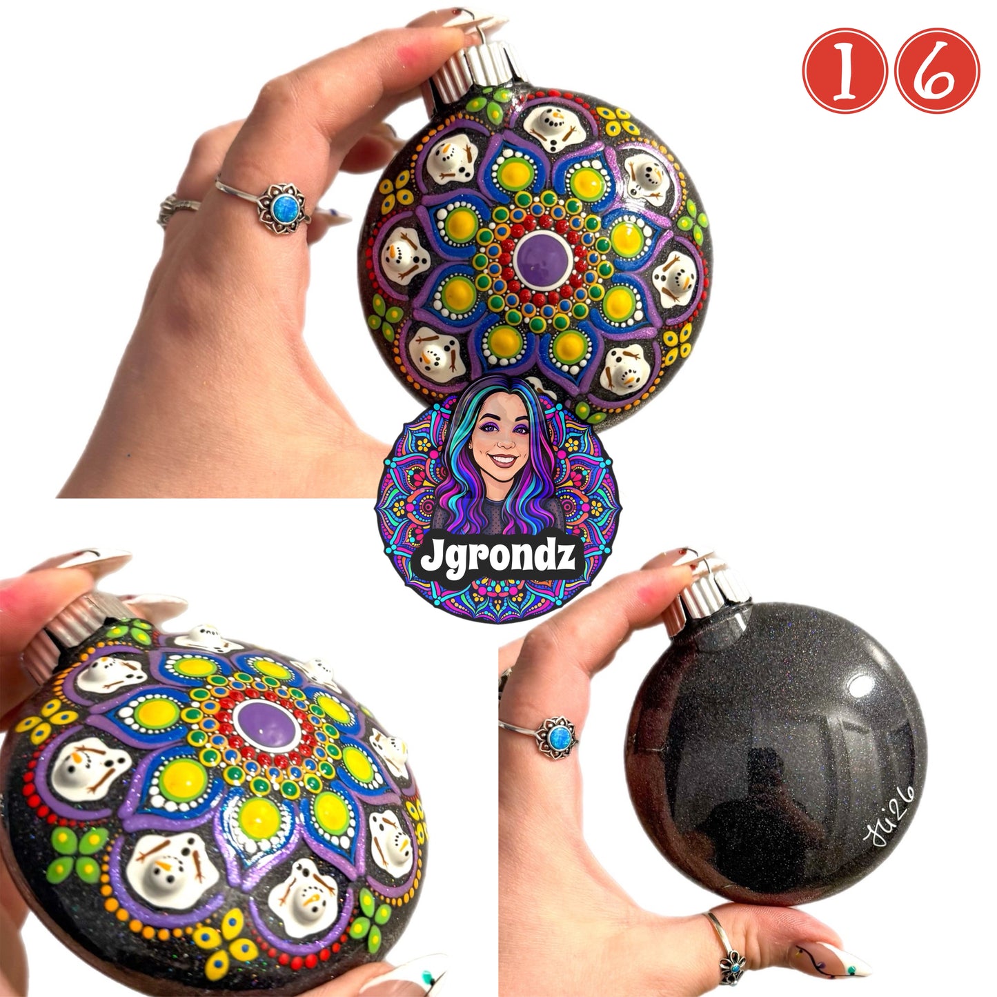 3” Melting Snowman Mandala Ornament