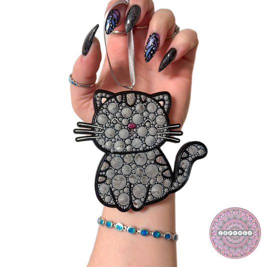 Grey Kitty Wood Shape Ornament