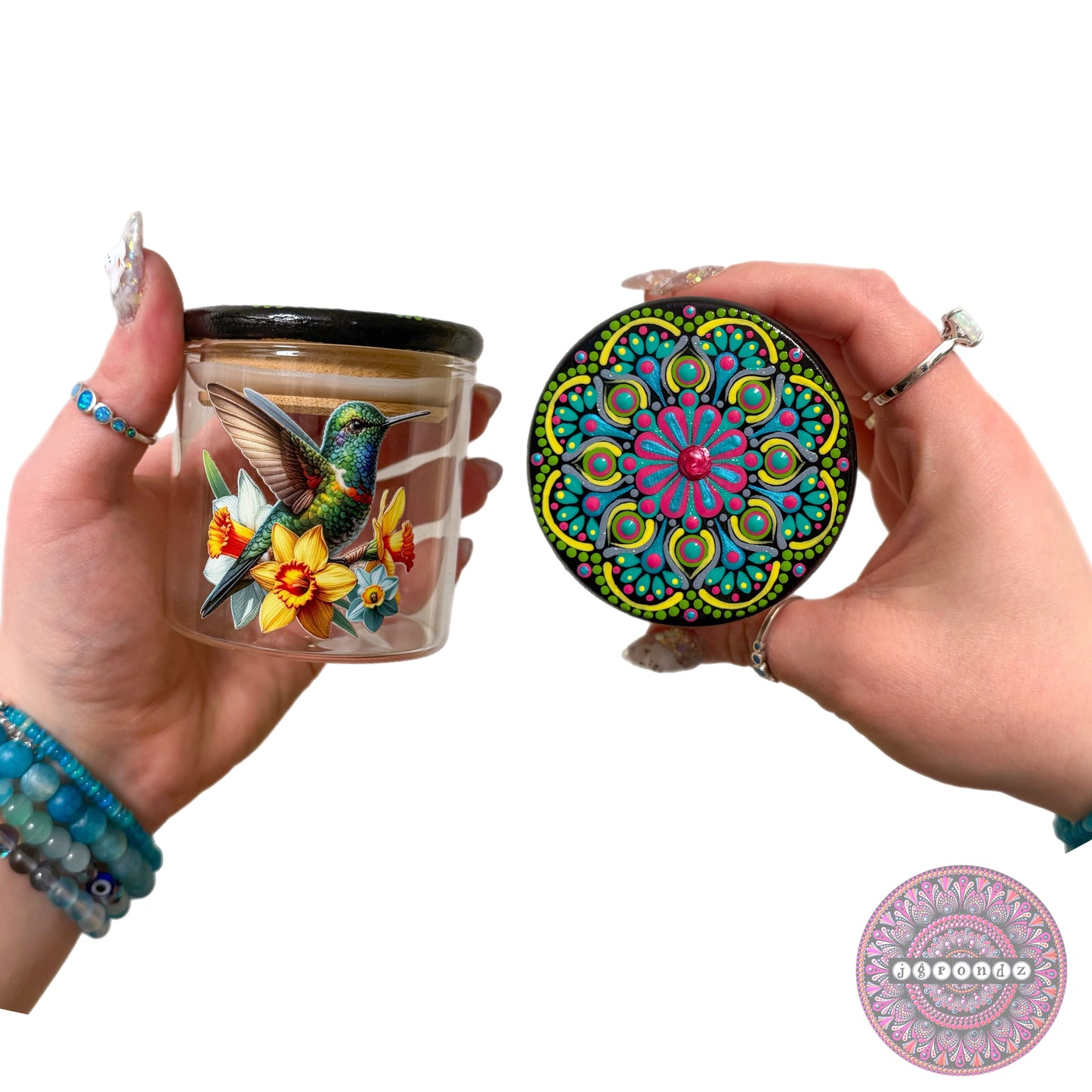 Hummingbird Mandala 4oz Stash Jar