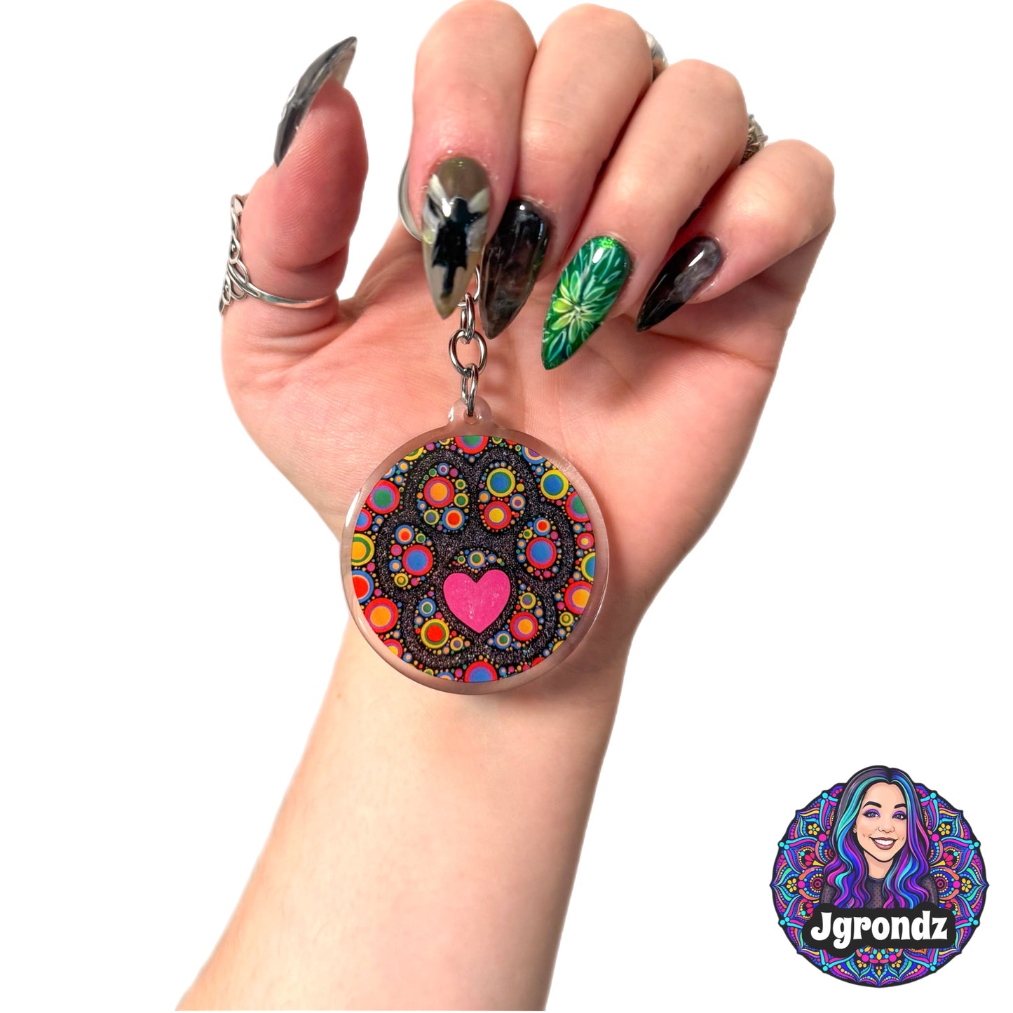 Double Sided Rainbow Paw acrylic/epoxy printed keychain