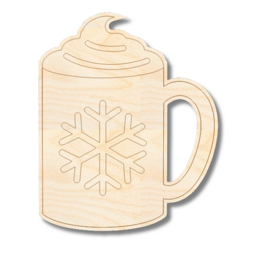 Unfinished Wood Etched Hot Chocolate Shape | Paint By Line Crafts | up to 30" DIY