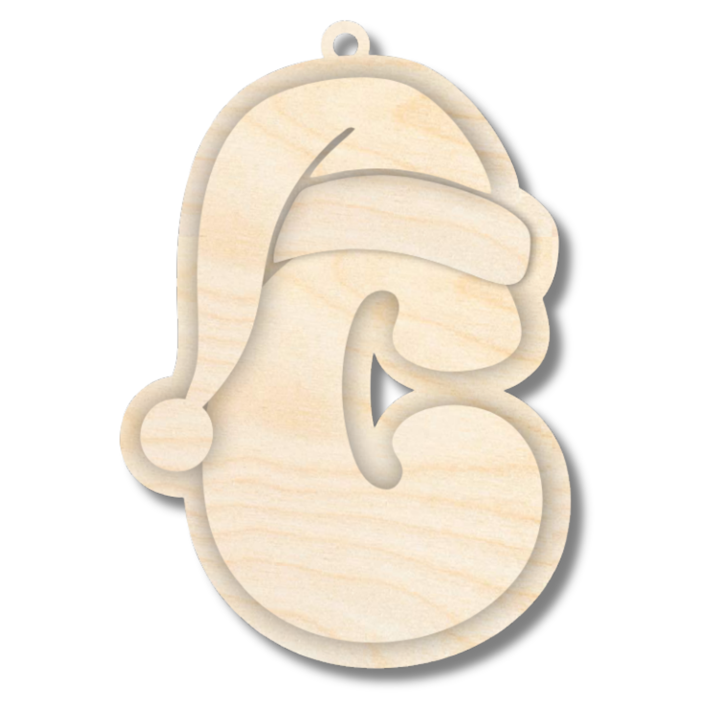 Unfinished Wood Layered Letter Santa Hat Tags | A-Z | 4 Piece | 6" Tall | 1/8" Wood | Wood Craft DIY
